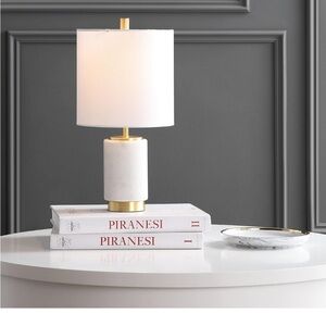 Safavieh Lighting Collection Davion White/ Brass Gold 16-inch Table Desk Lamp